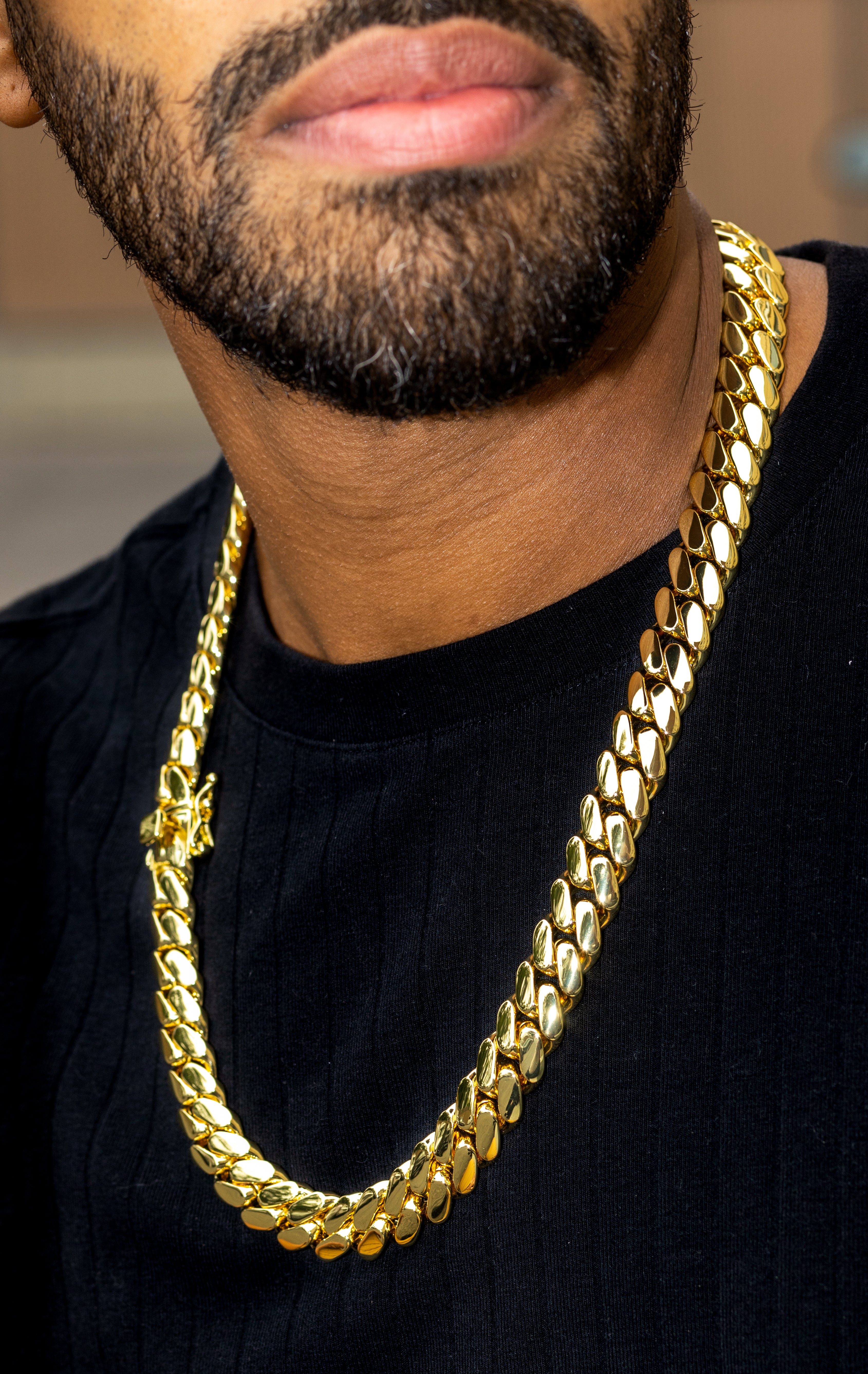 15mm cuban link -yellow gold