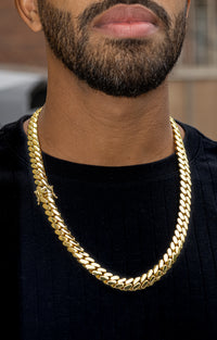 15mm cuban link -yellow gold