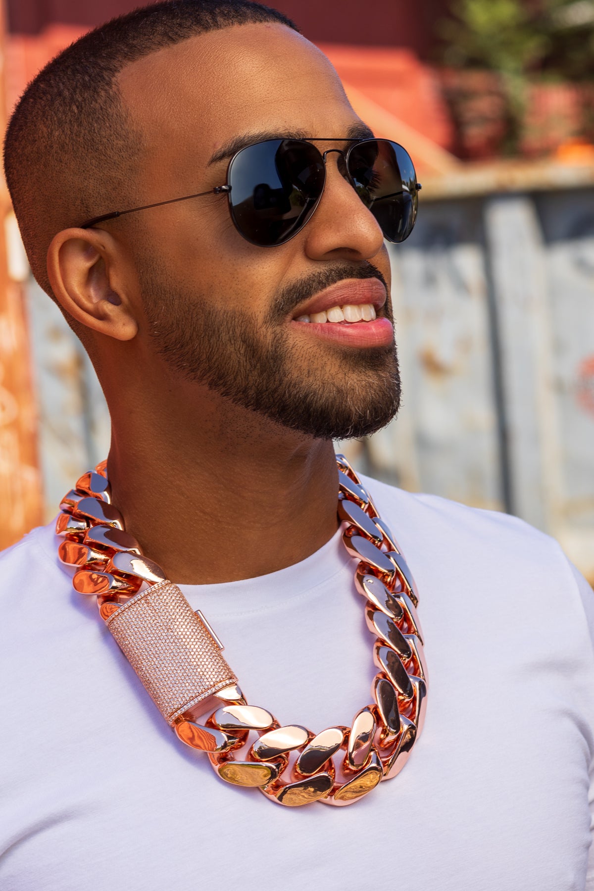 2 kilo rose gold Cuban chain 40mm-moissanite lock-Made to order->Product details
