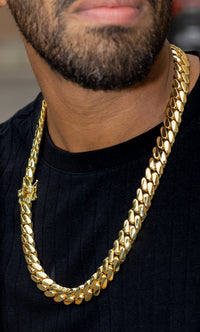 15mm cuban link -yellow gold