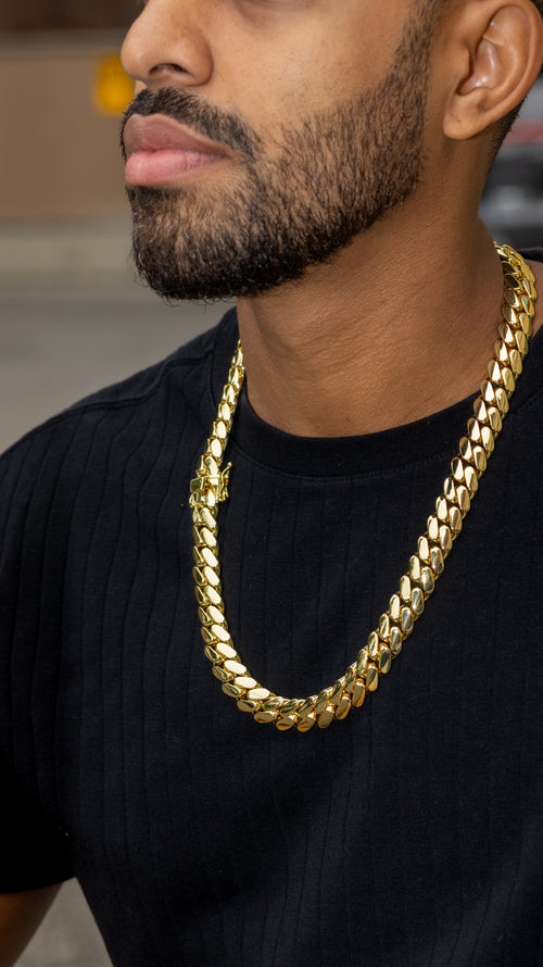 15mm Yellow Gold Cuban Link Chain – Bold Everyday Statement | TNL Signature