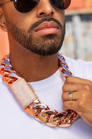 2 kilo rose gold Cuban chain 40mm-moissanite lock-Made to order->Product details