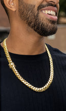 12mm Gold Plated Miami Cuban Link Chain – Bold Hip Hop Necklace for Men & Women