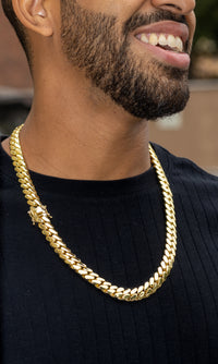 12mm Gold Plated Miami Cuban Link Chain – Bold Hip Hop Necklace for Men & Women