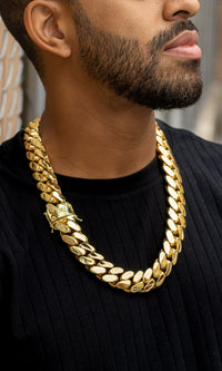 22mm Heavy cuban link - gold plated 5x