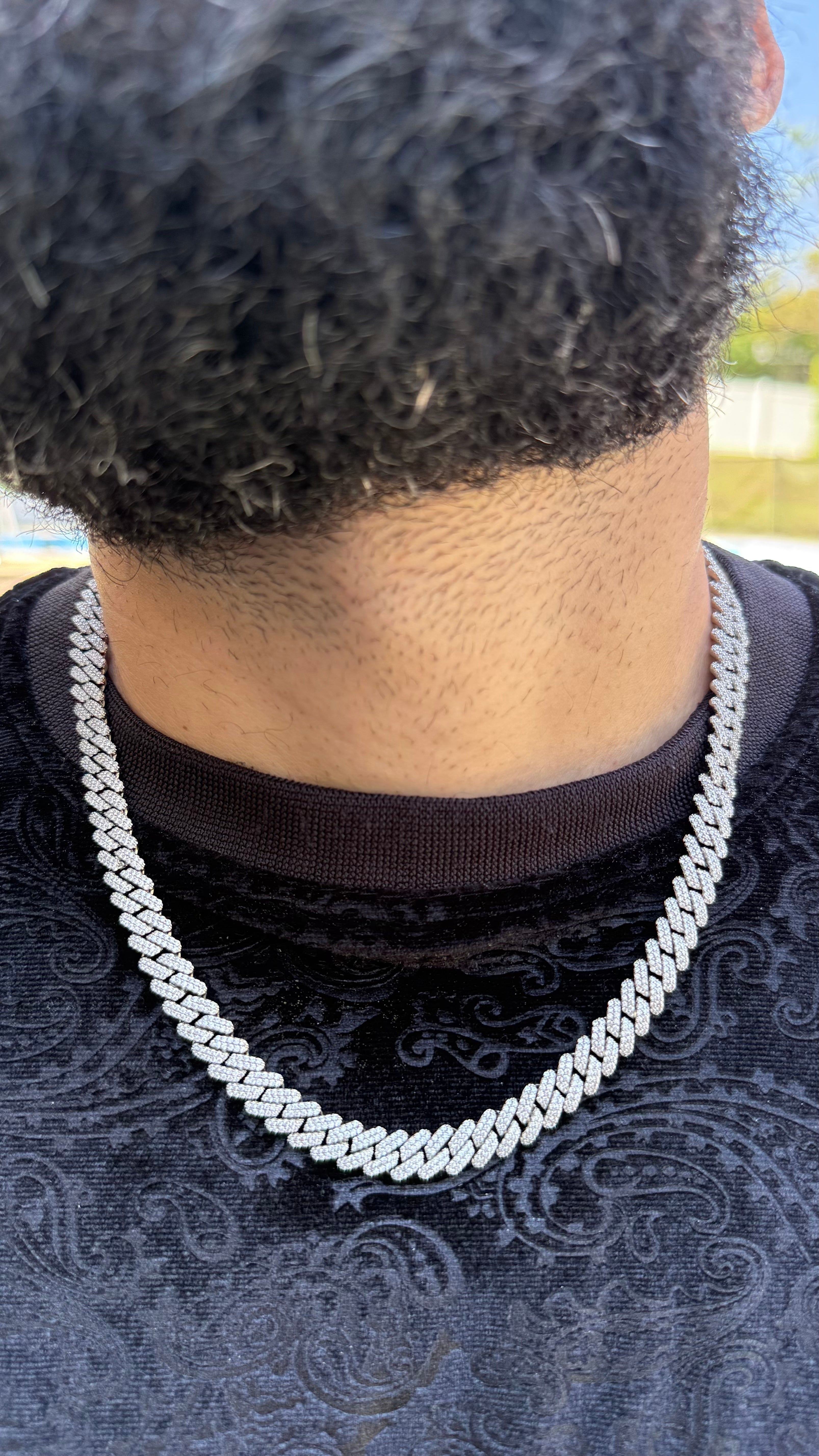 10mm Iced Out Cuban Link Chain | White Gold CZ Necklace