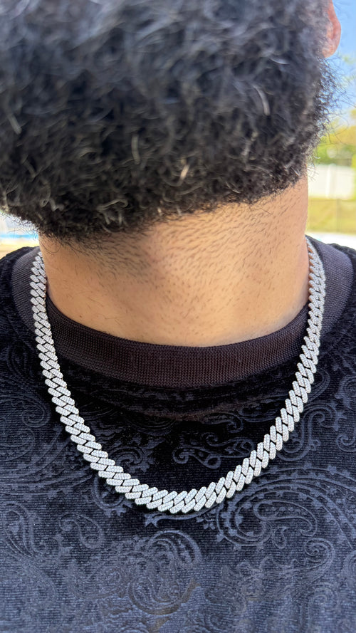 10mm Iced Out Cuban Link Chain | White Gold CZ Necklace