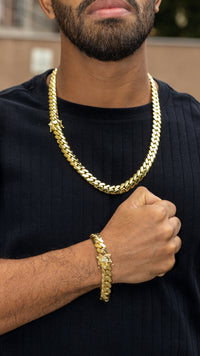12mm Gold cuban link bracelet - for men-unisex -chain not included