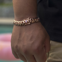 12mm rose gold bracelet-mens rose gold bracelet-cuban link bracelet-unisex-perfect gift