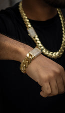 20mm cuban link & bracelet Gold Set