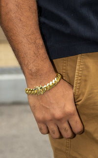 12mm Gold cuban link bracelet - for men-unisex -chain not included