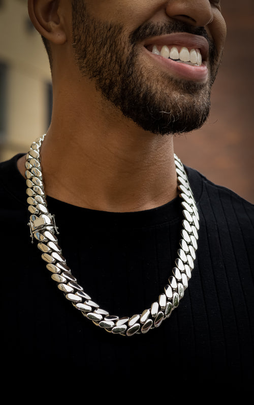 20mm White Gold Cuban Link Chain – Bold Statement | TNL Signature