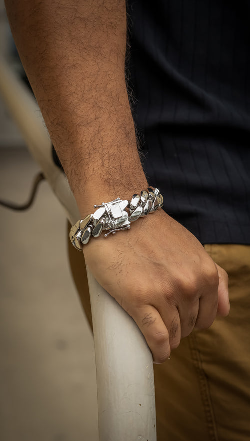 20mm white gold bracelet-miami cuban link bracelet-for men