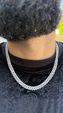 10mm Iced Out Cuban Link Chain | White Gold CZ Necklace