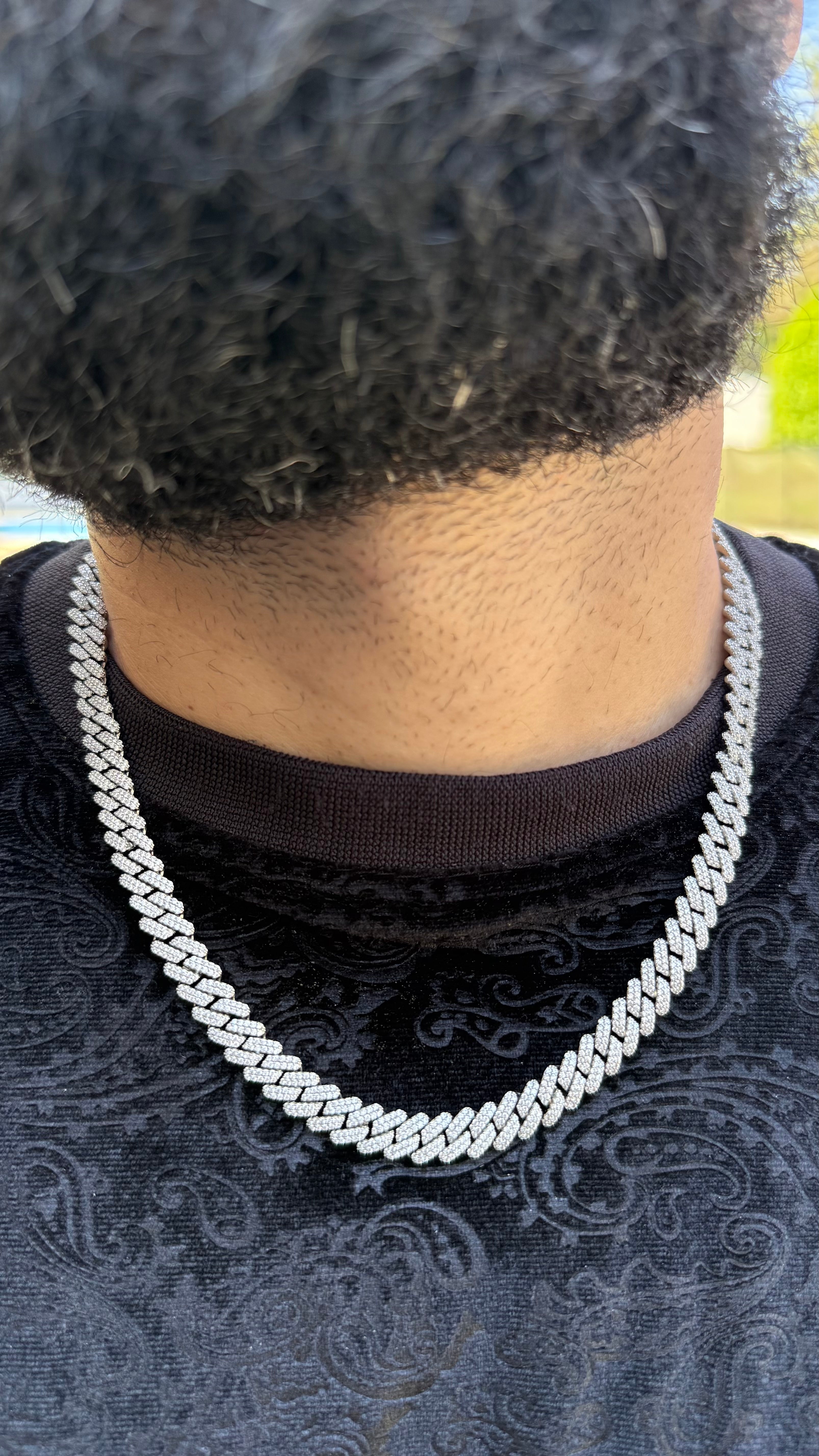 10mm Iced Out Cuban Link Chain | White Gold CZ Necklace