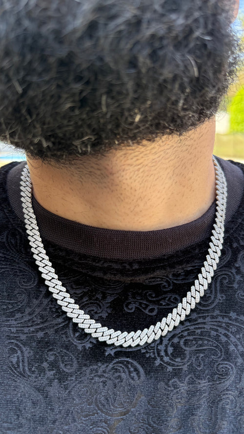 10mm Iced Out Cuban Link Chain | White Gold CZ Necklace