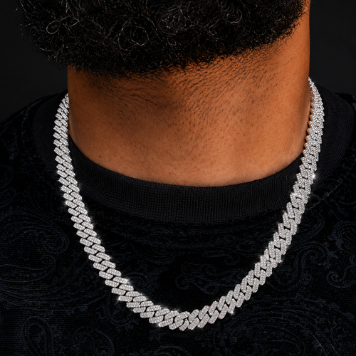 10mm Iced Out Cuban Link Chain | White Gold CZ Necklace
