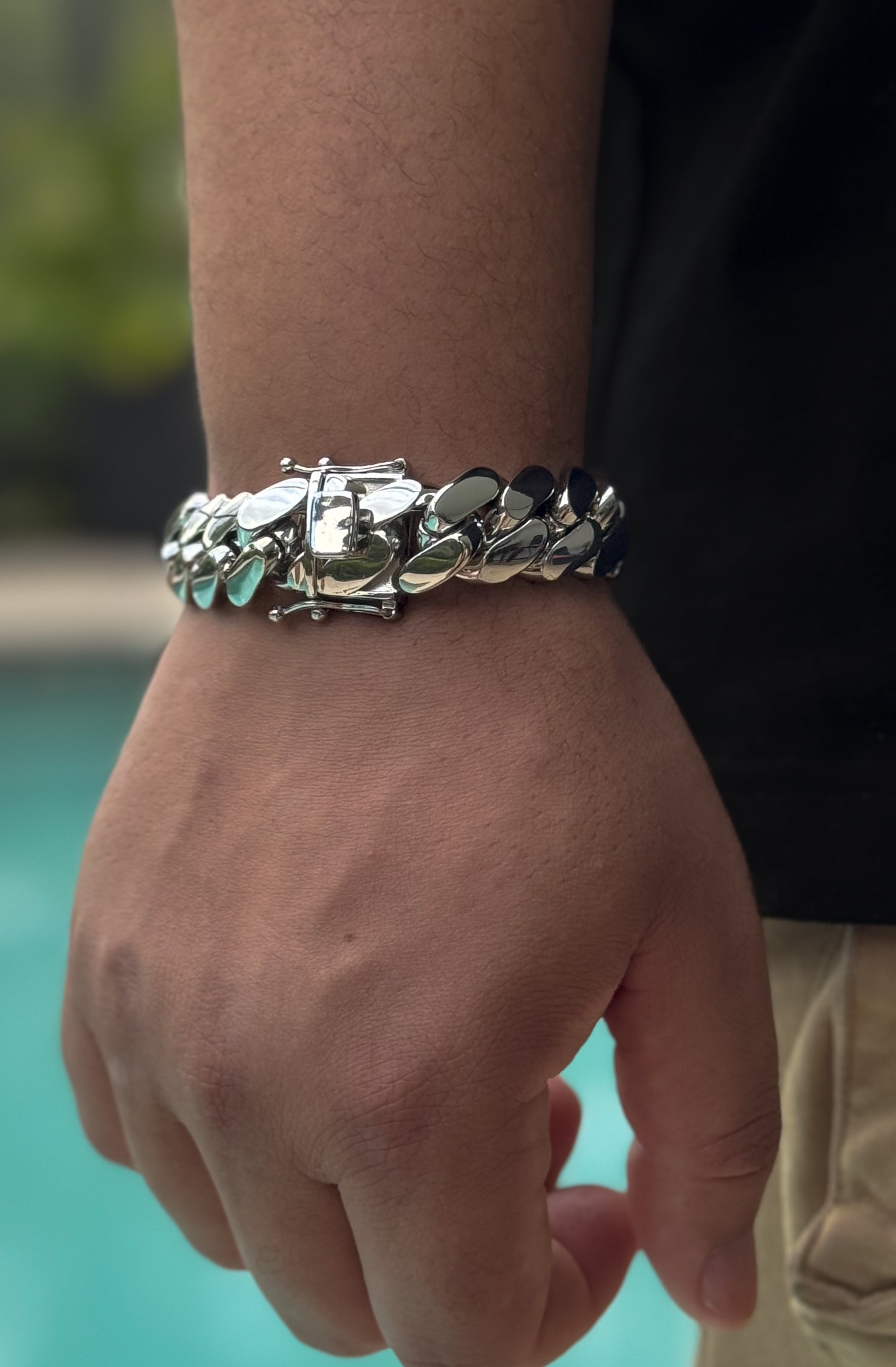 20mm white gold bracelet-miami cuban link bracelet-for men