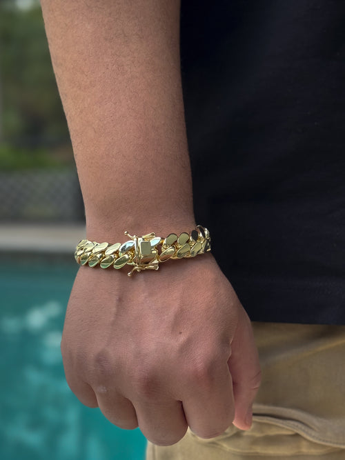 15mm gold Plated cuban link bracelet-gold cuban bracelet-perfect gift