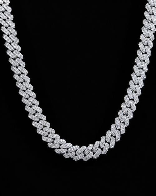 10mm Iced Out Cuban Link Chain | White Gold CZ Necklace
