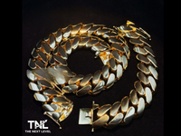 30mm cuban link & bracelet set 925 SILVER OVER 14K GOLD