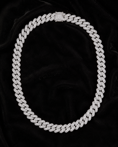10mm Iced Out Cuban Link Chain | White Gold CZ Necklace