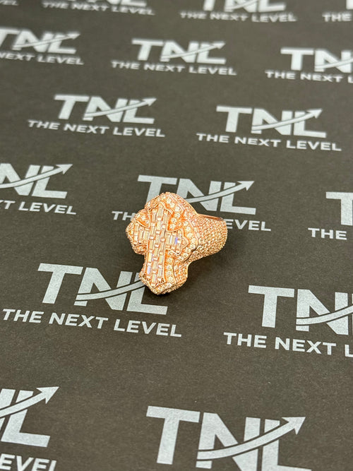 TNL Iced Out Cross Ring ✝️ – Rose Gold Finish Over 925 Sterling Silver | Luxury Statement Ring