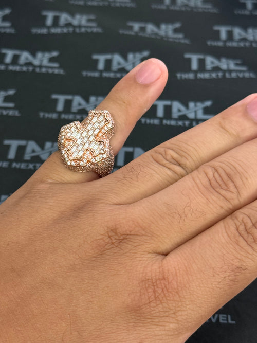 TNL Iced Out Cross Ring ✝️ – Rose Gold Finish Over 925 Sterling Silver | Luxury Statement Ring