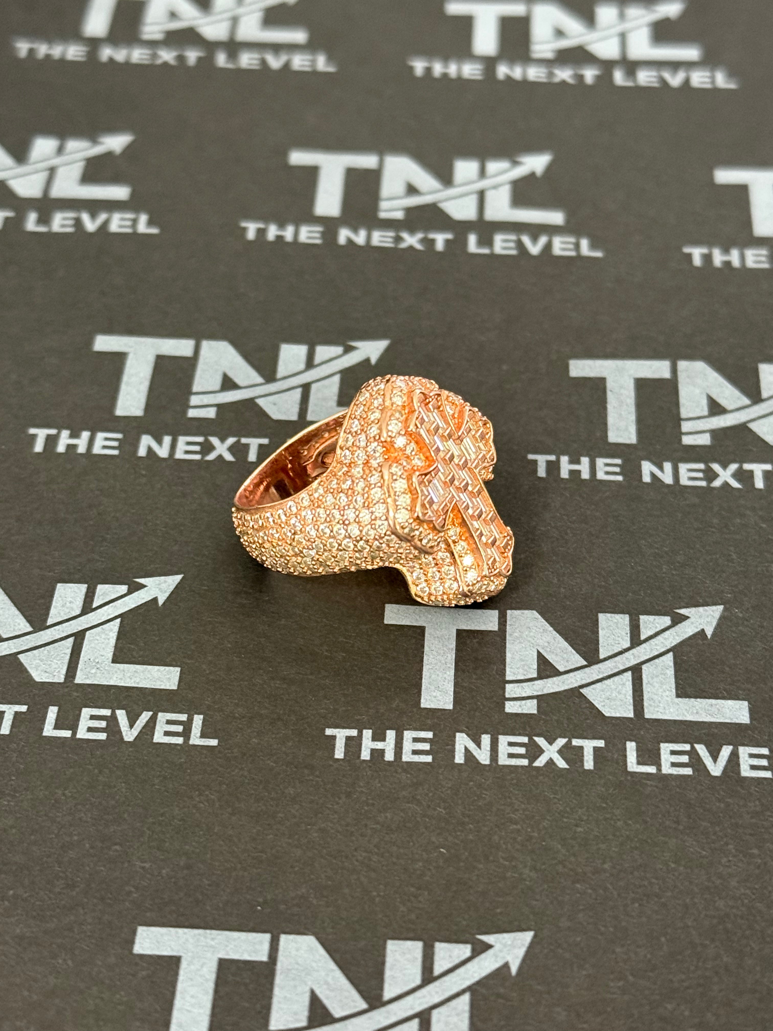 TNL Iced Out Cross Ring ✝️ – Rose Gold Finish Over 925 Sterling Silver | Luxury Statement Ring