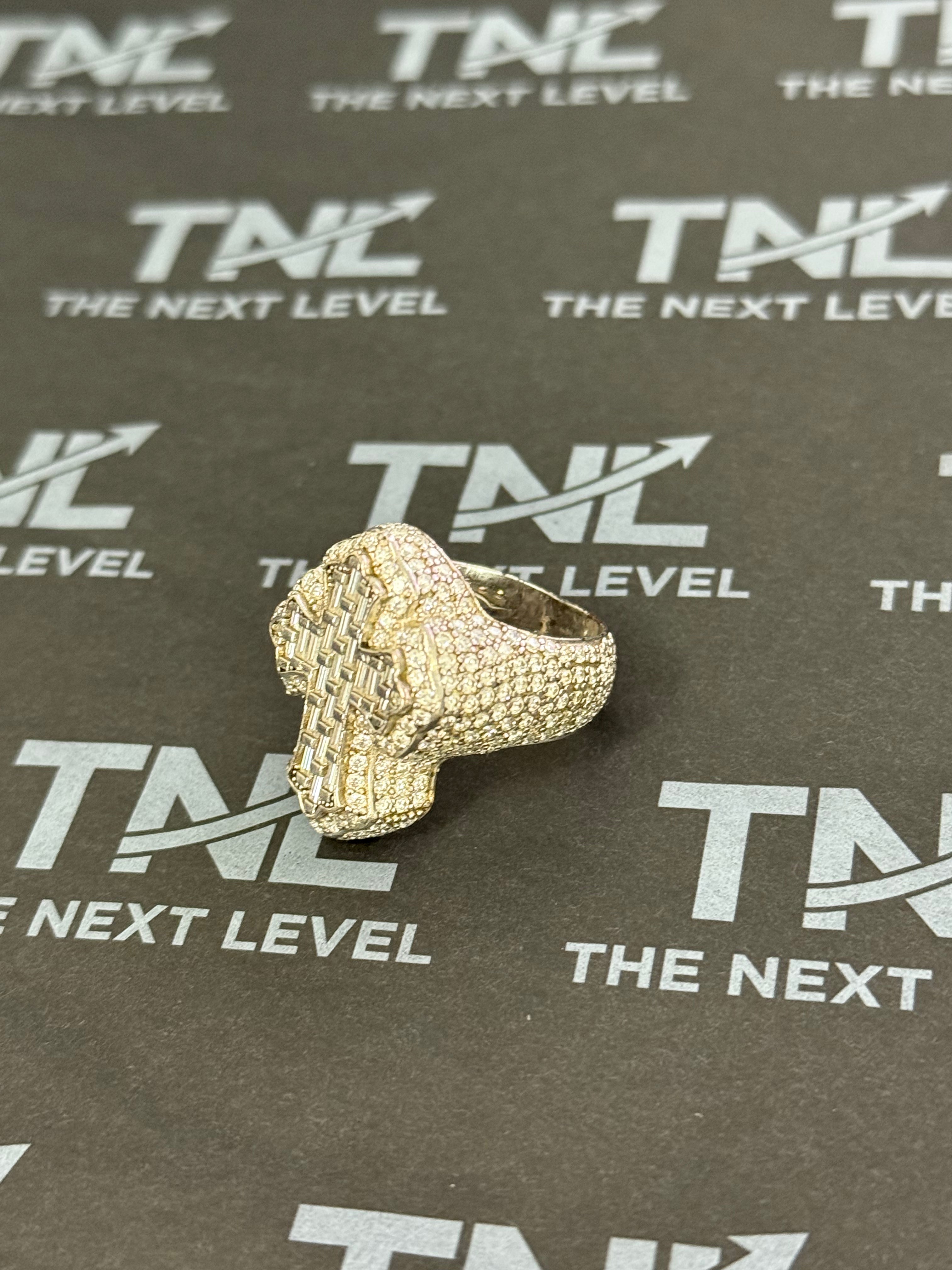TNL Iced Out Cross Ring ✝️ – White Gold Finish Over 925 Sterling Silver | Luxury Statement Ring