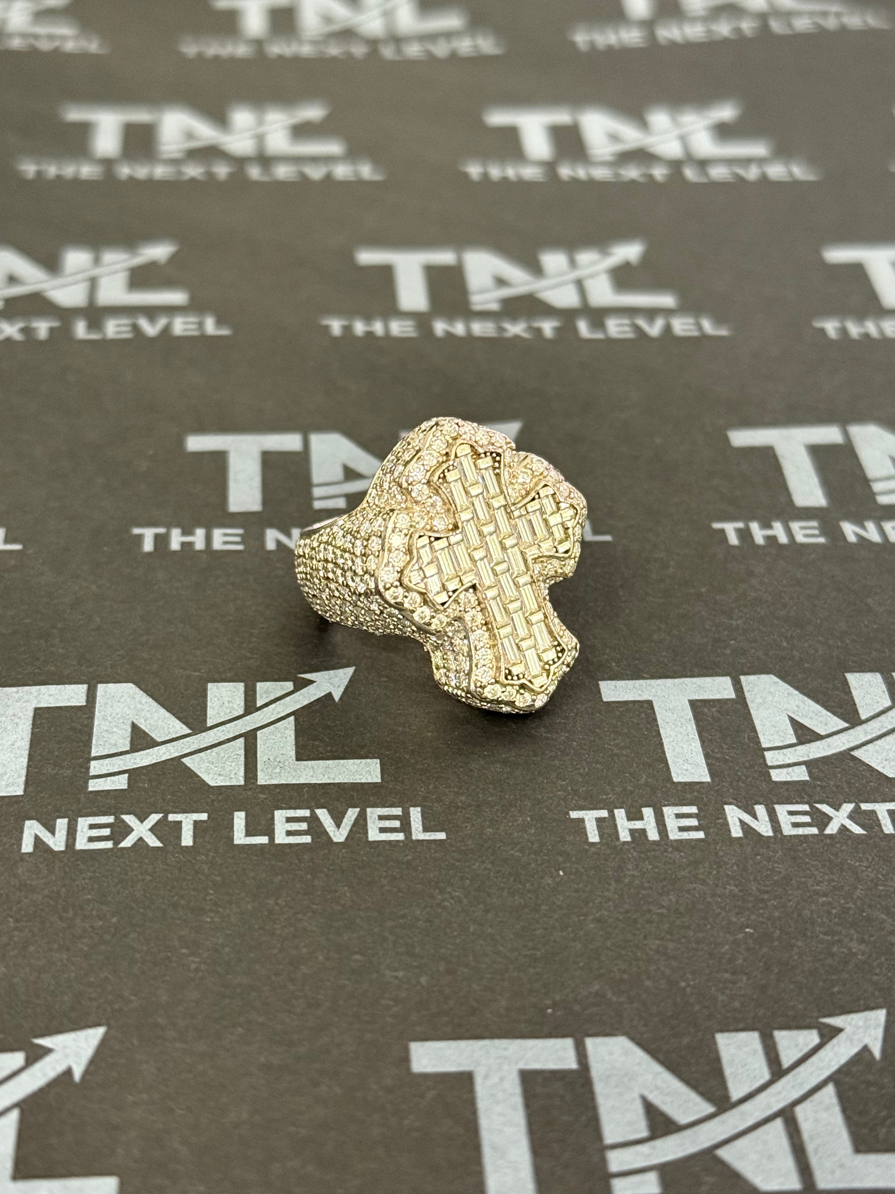 TNL Iced Out Cross Ring ✝️ – White Gold Finish Over 925 Sterling Silver | Luxury Statement Ring